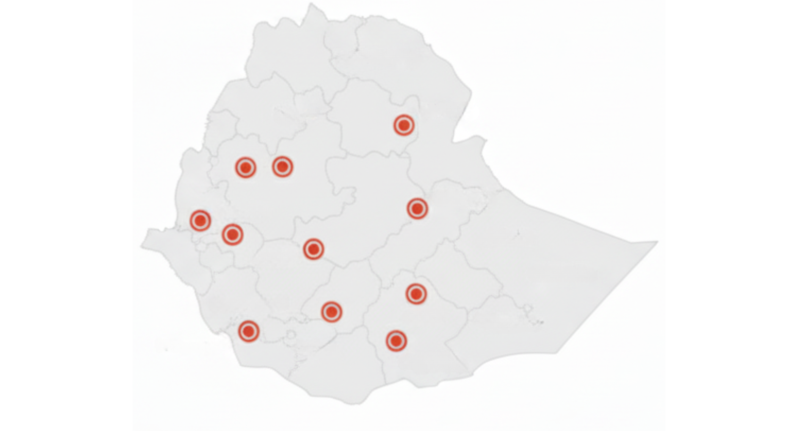 Service map of Ethiopia showing coverage area for Family Cleaning Moving & Packing.